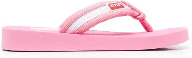 Kenzo logo-patch striped flip flops Pink