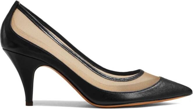 KHAITE The River 75mm mesh-panel leather pumps Black