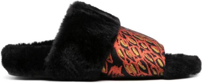 La DoubleJ Winter jacquard slides Black