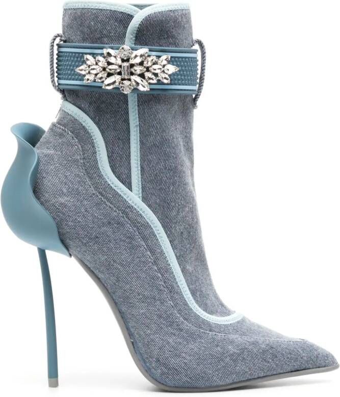 Le Silla Eagles 105mm denim boots Blue
