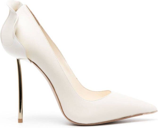 Le Silla Petalo 12mm ruffled-detail leather pumps Neutrals