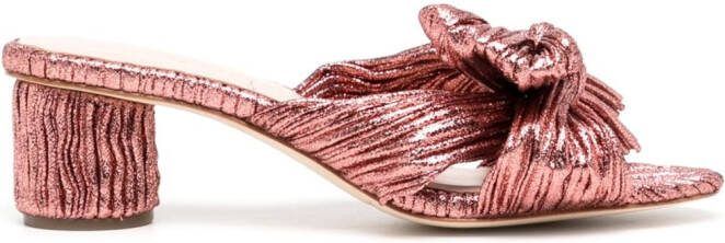 Loeffler Randall 50mm metallic-effect plissé sandals Pink