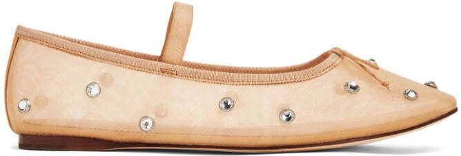 Loeffler Randall Leonie crystal-embellished ballerina shoes Neutrals