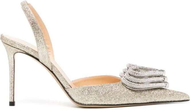 MACH  MACH 90mm crystal-embellished pointed-toe pumps Gold