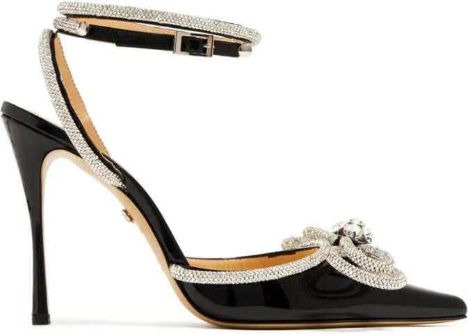 MACH  MACH Double Bow 110mm patent-finish leather pumps Black