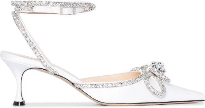 MACH  MACH Double Bow 65mm leather pumps White
