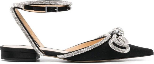MACH  MACH Double Bow satin ballerina shoes Black