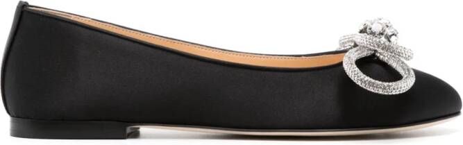 MACH  MACH Double Bow satin ballerina shoes Black