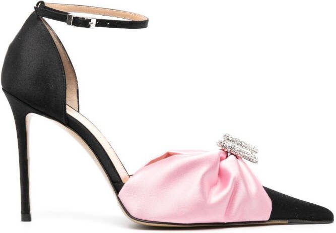 MACH  MACH Double Heart 110mm satin pumps Pink