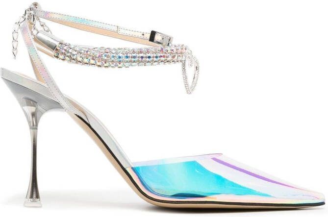 MACH  MACH iridescent crystal-strap pumps Metallic