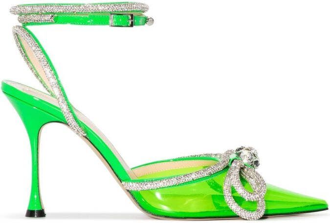MACH  MACH Double Bow 100mm pointed pumps Green