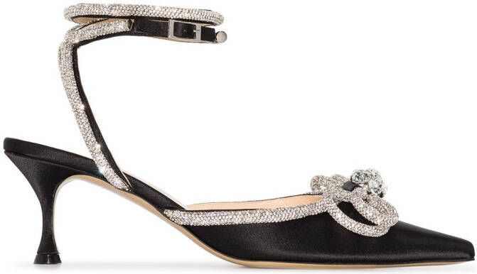 MACH  MACH Double Bow 65mm crystal-embellished pumps Black