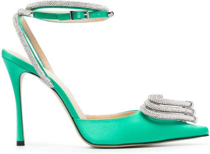 MACH  MACH Triple Heart 105mm satin pumps Green