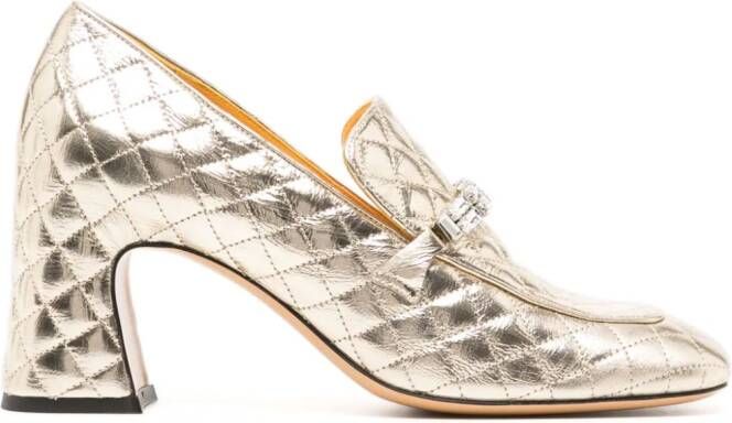 Madison.Maison 64mm quilted leather pumps Gold