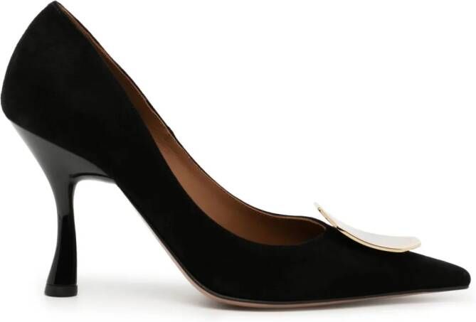 Malone Souliers Vonn 90mm metallic-finish suede pumps Black