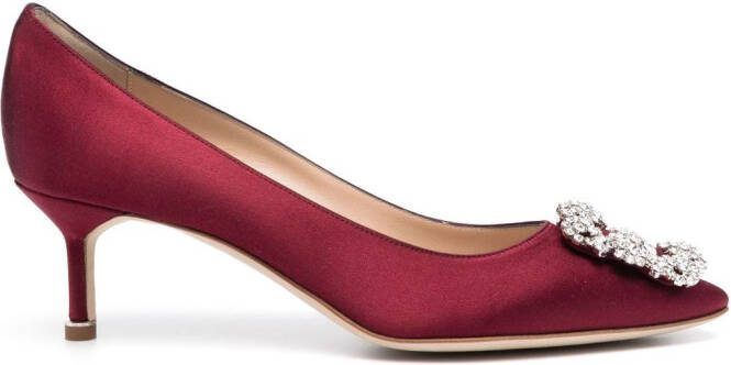Manolo Blahnik Hangisi crystal-buckle pumps Red