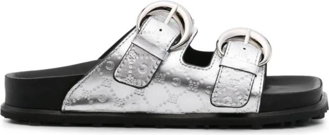 Marine Serre MS Ground laminated slides Silver