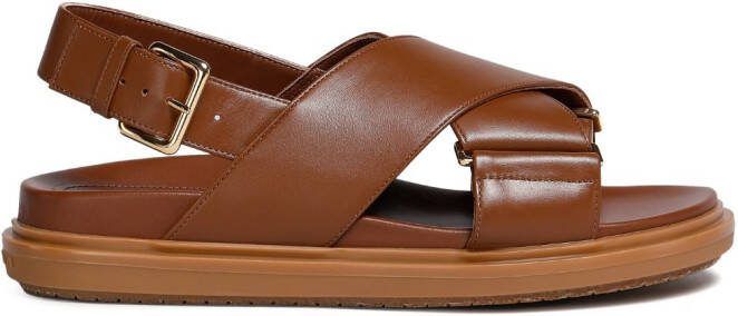 Marni Fussbet leather sandals Brown