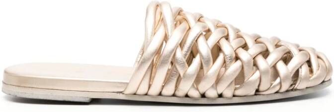 Marsèll interwoven-design leather mules Gold