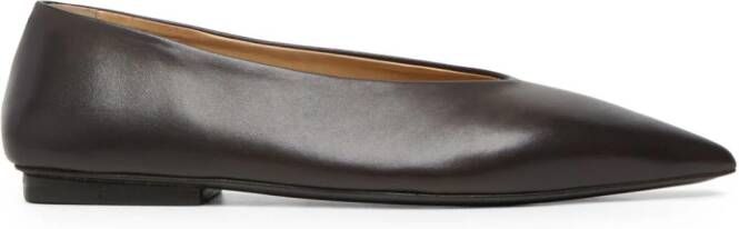Marsèll pointed-toe leather ballerina shoes Brown