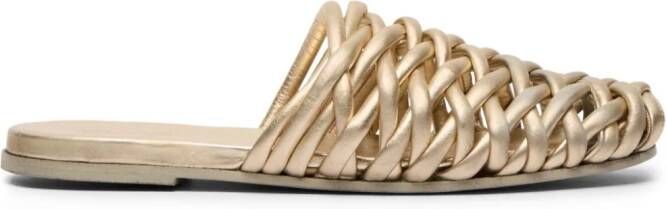 Marsèll Steccoblocco woven leather mules Gold