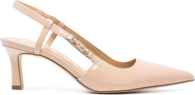 Michael Kors logo-plaque leather ballerina shoes Brown