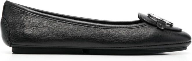 Michael Kors Lillie logo-charm leather ballerina shoes Black