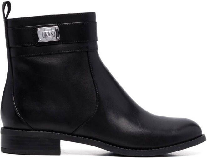 Michael Kors calf-leather logo-print ankle-boots Neutrals - Picture 2