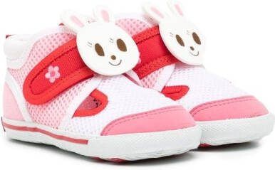 Miki House Bunny embellished touch-strap sneakers Pink