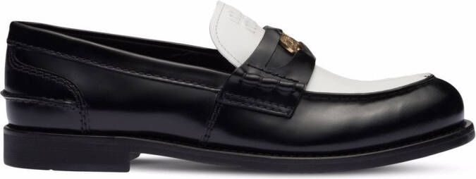 Miu leather penny loafers Black