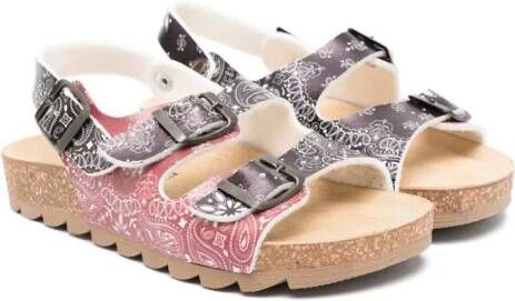 Monnalisa paisley-print leather sandals Black