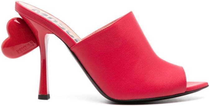 Moschino 100mm heart-detail leather sandals Red