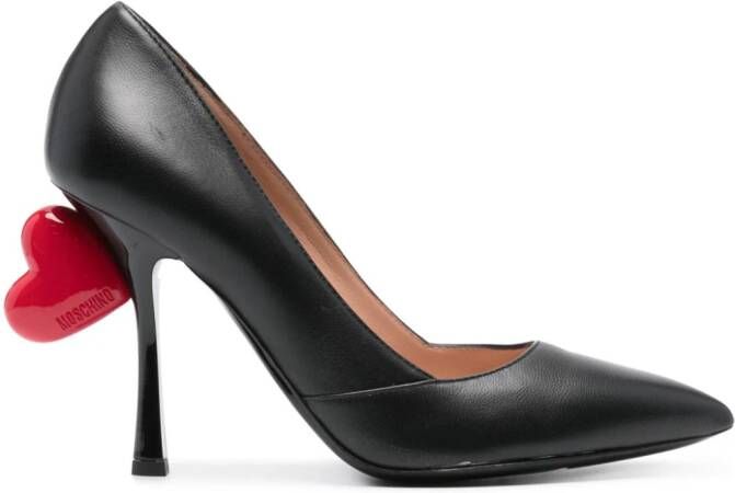 Moschino 105mm heart-appliqué leather pumps Black