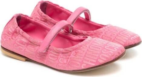 Moschino Kids logo-jacquard round-toe ballerinas Pink