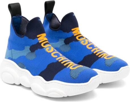 Moschino Kids logo-jacquard slip-on sneakers Blue