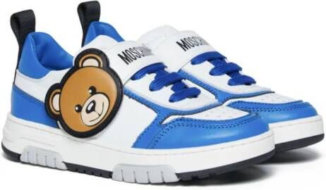 Moschino Kids Teddy-patch leather sneakers White