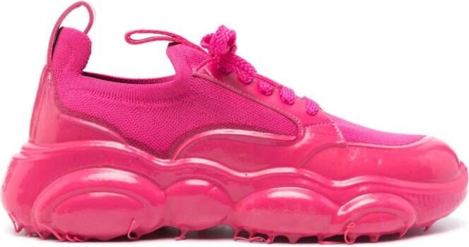 Moschino logo-patch leather sneakers Pink
