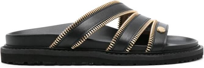 Moschino zip-embellished leather slides Black
