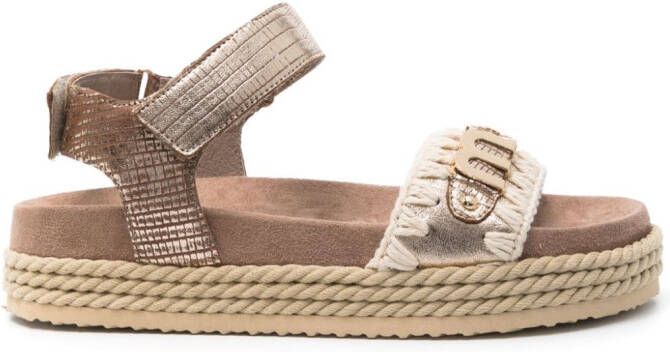 Mou 35mm Rope logo-lettering leather sandals Gold
