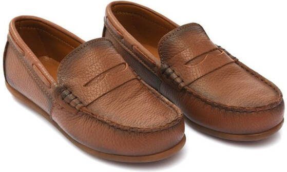Moustache leather penny loafers Brown