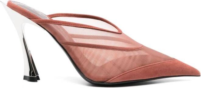 Mugler 95mm mesh mules Neutrals