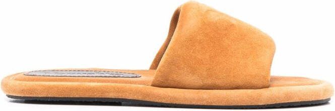 Nanushka logo-embossed leather sandals Yellow