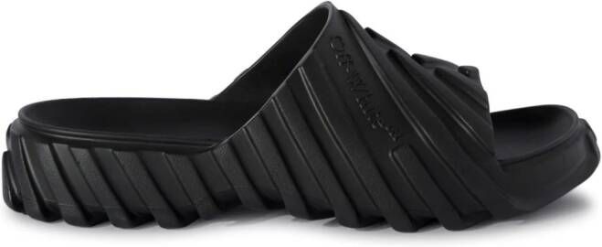 Off-White Exploration embossed slides Black