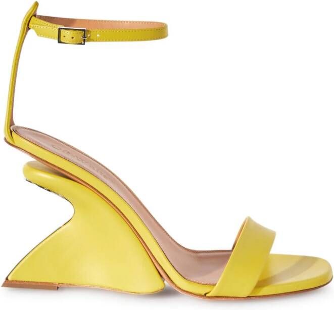 Off-White Jug wedge-heel leather sandals Green