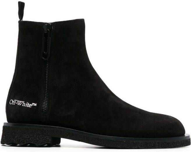 Off-White logo-print ankle boots Black