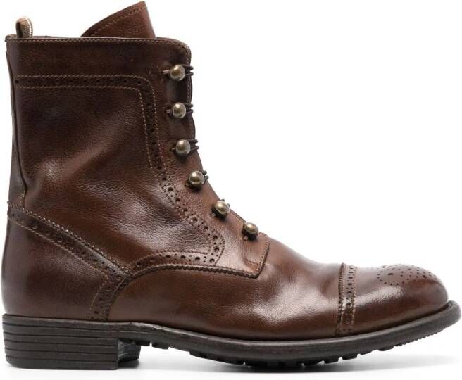 Officine Creative perforated-embellishment leather boots Brown