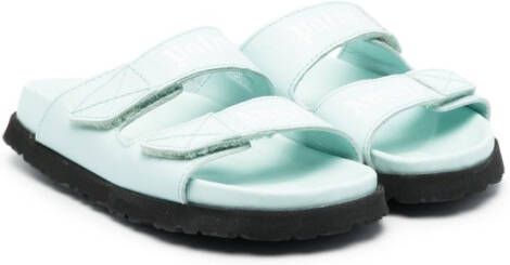Palm Angels Kids logo-print slip-on sandals Blue