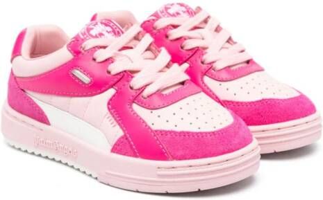 Palm Angels Kids perforated lace-up sneakers Pink