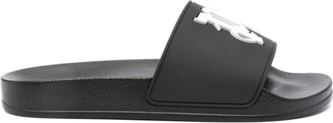 Palm Angels raised-monogram slides Black