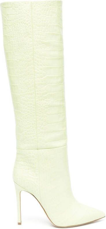 Paris Texas 100mm crocodile-effect leather boots Green